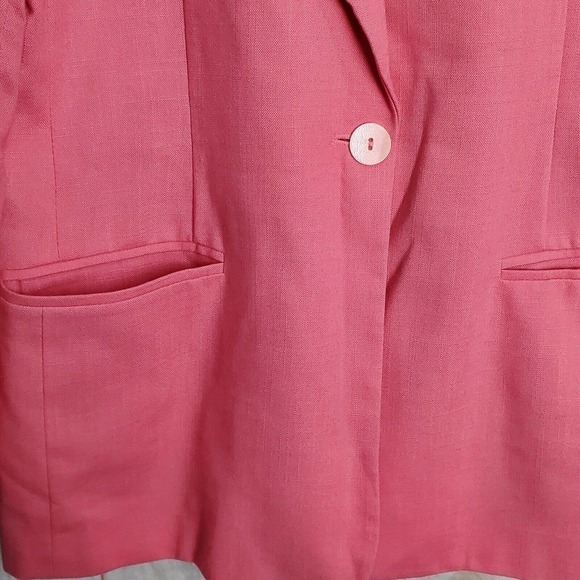 Vintage 90's Joan Leslie Bright Pink Button Down Blazer Jacket Size 12 - Picture 5 of 9